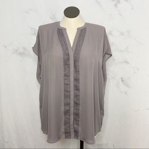 Torrid Grey Dolman Crochet Georgette Blouse Size 2